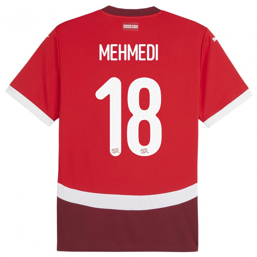 Mænd Schweiz Admir Mehmedi #18 Rød Hjemmebane Spillertrøjer 24-26 Trøje T-Shirt