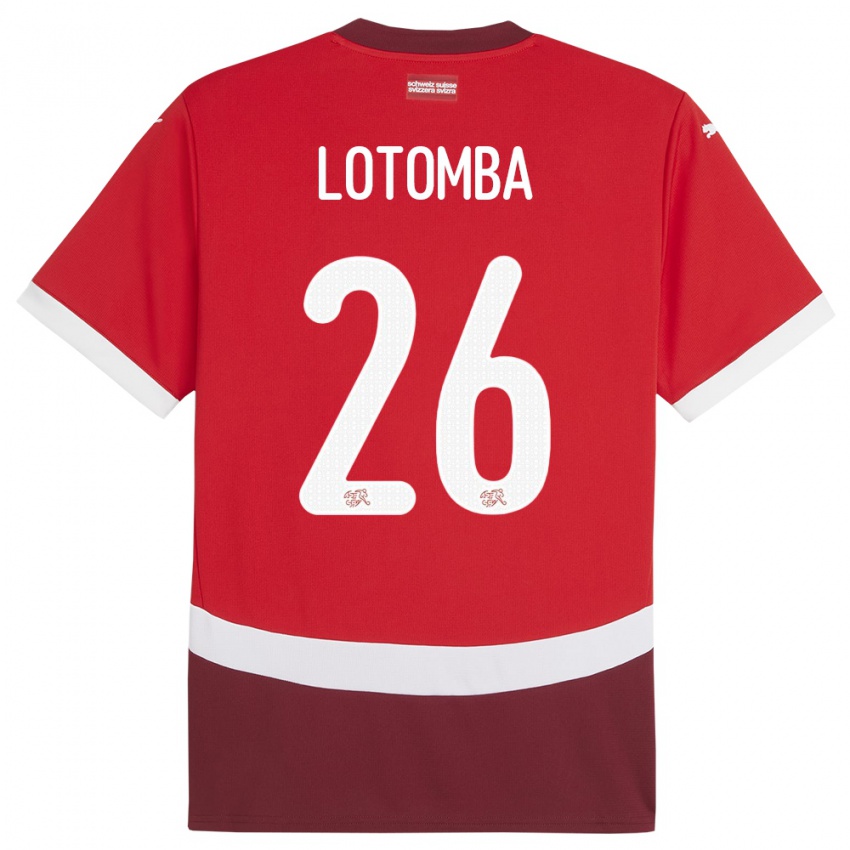 Mænd Schweiz Jordan Lotomba #26 Rød Hjemmebane Spillertrøjer 24-26 Trøje T-Shirt