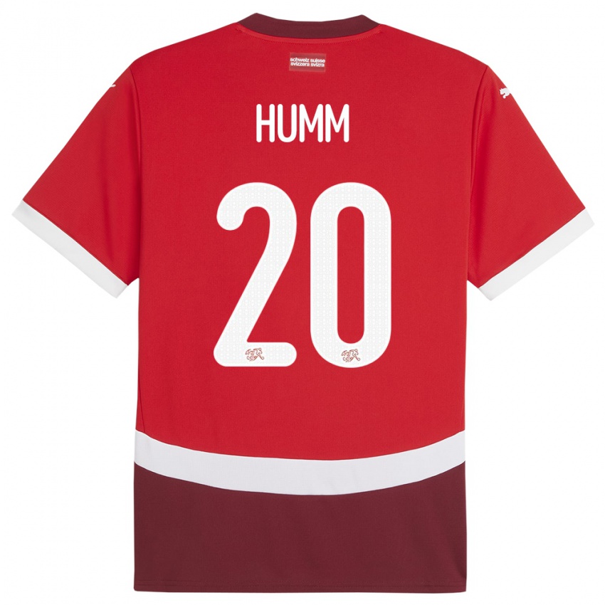 Mænd Schweiz Fabienne Humm #20 Rød Hjemmebane Spillertrøjer 24-26 Trøje T-Shirt