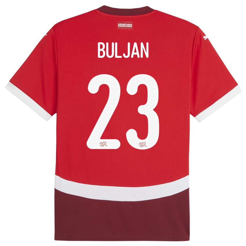 Mænd Schweiz Leo Buljan #23 Rød Hjemmebane Spillertrøjer 24-26 Trøje T-Shirt