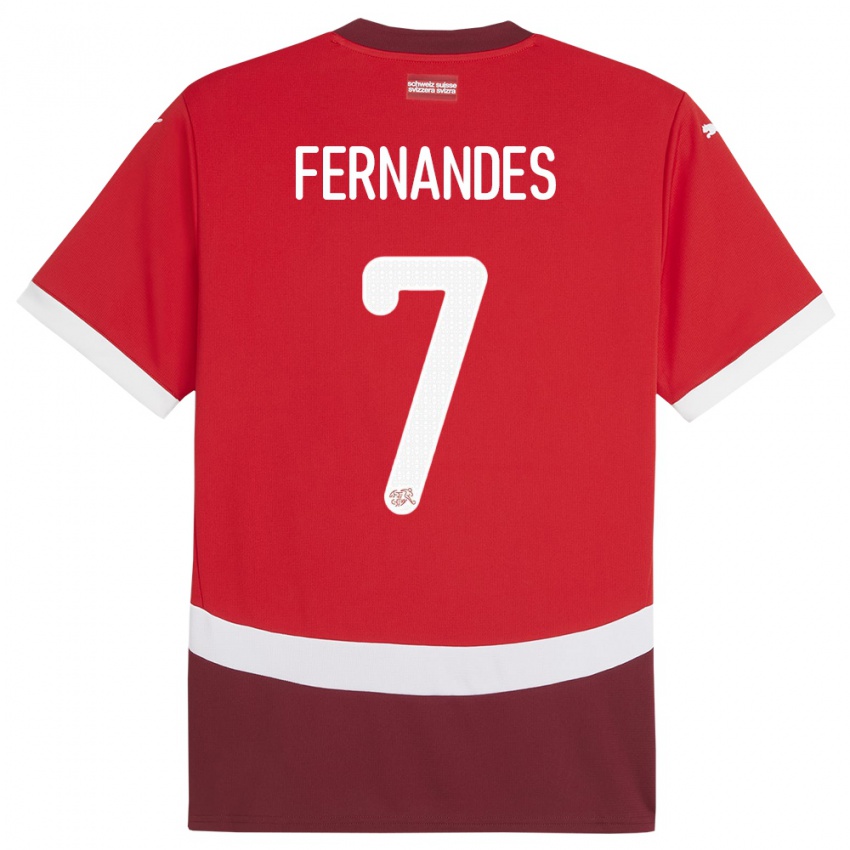 Mænd Schweiz Ruben Fernandes #7 Rød Hjemmebane Spillertrøjer 24-26 Trøje T-Shirt