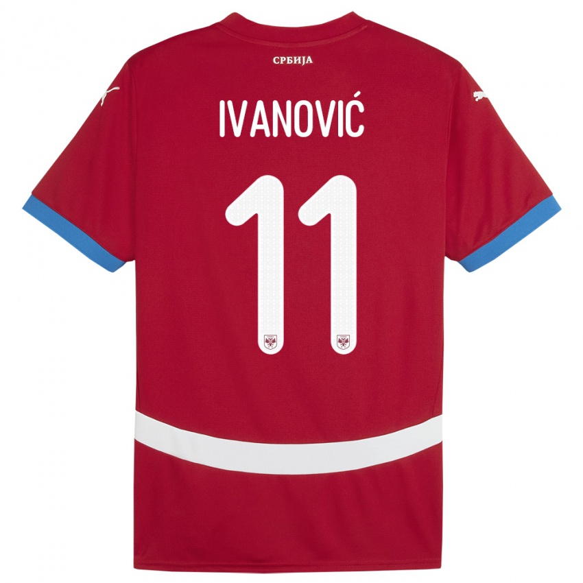 Mænd Serbien Miljana Ivanovic #11 Rød Hjemmebane Spillertrøjer 24-26 Trøje T-Shirt