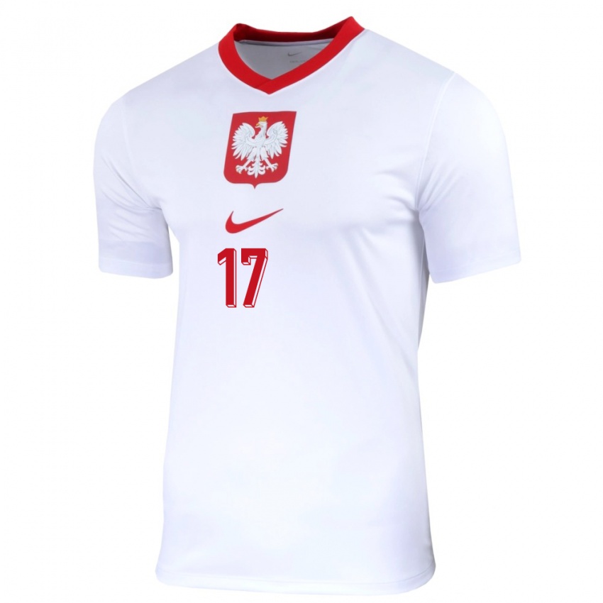 Mænd Polen Przemyslaw Frankowski #17 Hvid Hjemmebane Spillertrøjer 24-26 Trøje T-Shirt