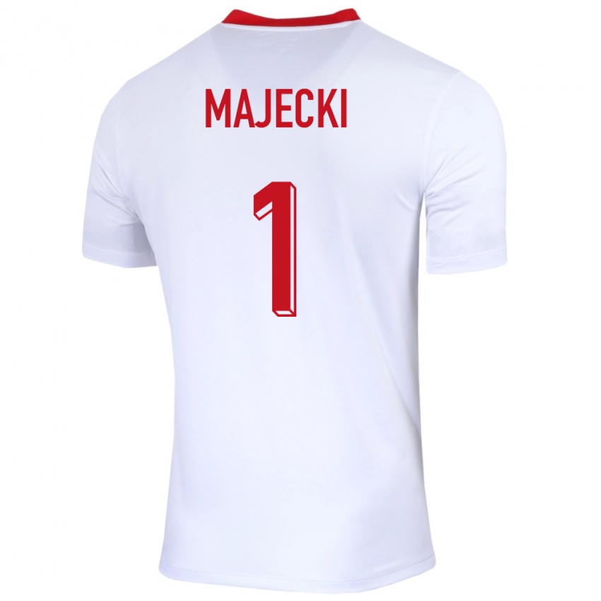 Mænd Polen Radoslaw Majecki #1 Hvid Hjemmebane Spillertrøjer 24-26 Trøje T-Shirt