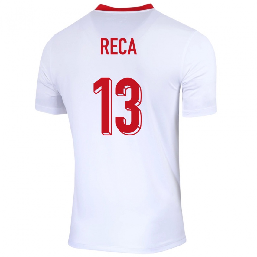 Mænd Polen Arkadiusz Reca #13 Hvid Hjemmebane Spillertrøjer 24-26 Trøje T-Shirt