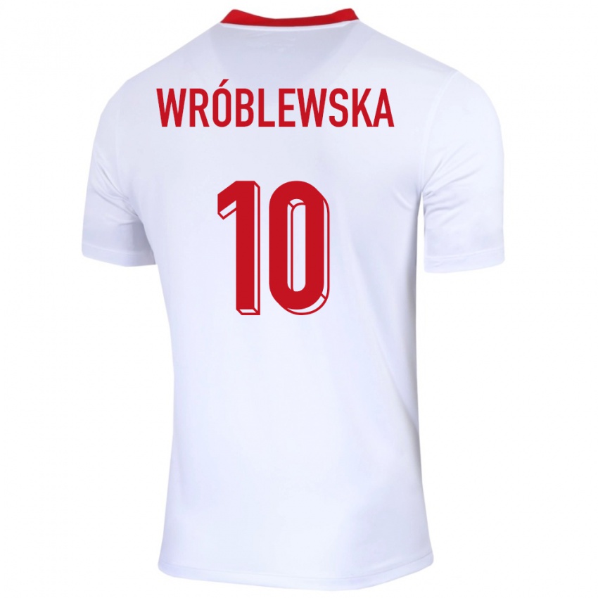 Mænd Polen Joanna Wroblewska #10 Hvid Hjemmebane Spillertrøjer 24-26 Trøje T-Shirt