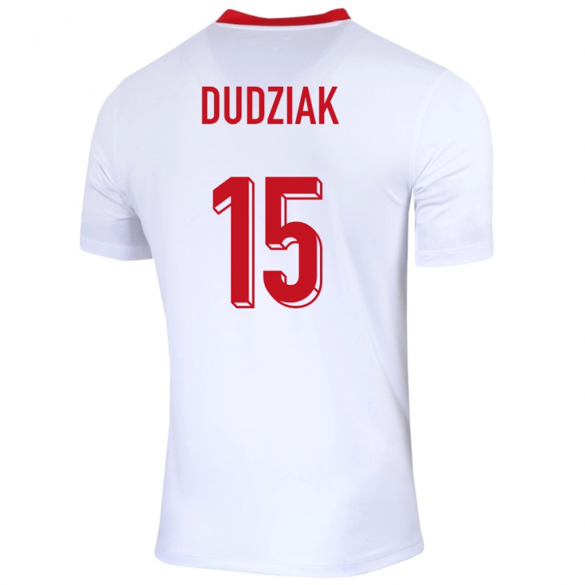 Mænd Polen Aleksandra Dudziak #15 Hvid Hjemmebane Spillertrøjer 24-26 Trøje T-Shirt