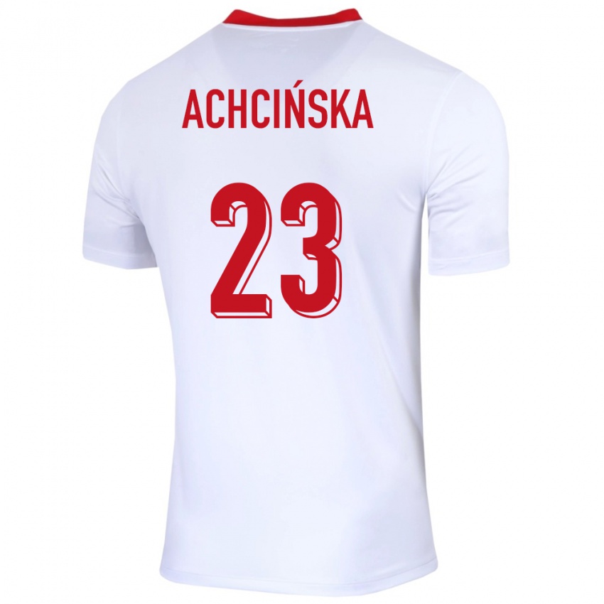 Mænd Polen Adriana Achcinska #23 Hvid Hjemmebane Spillertrøjer 24-26 Trøje T-Shirt