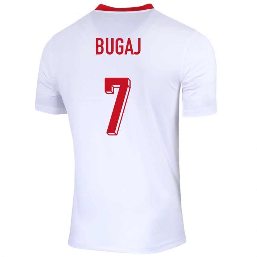 Mænd Polen Dawid Bugaj #7 Hvid Hjemmebane Spillertrøjer 24-26 Trøje T-Shirt