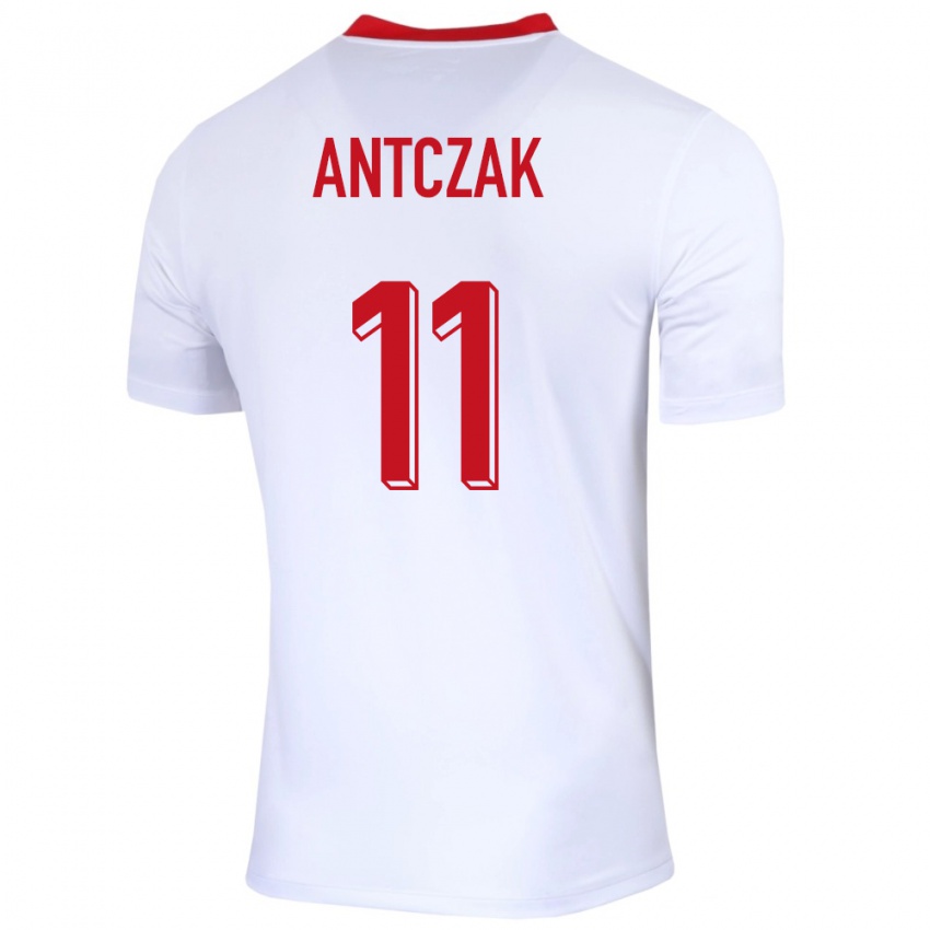 Mænd Polen Jakub Antczak #11 Hvid Hjemmebane Spillertrøjer 24-26 Trøje T-Shirt