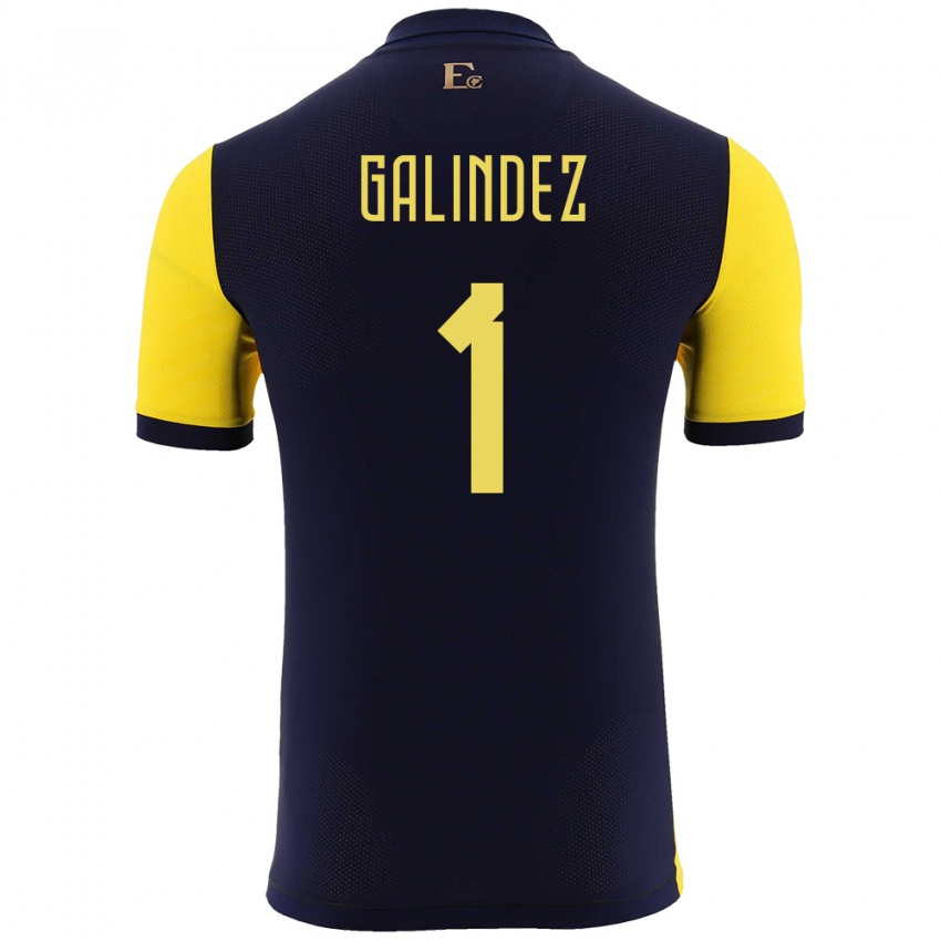 Mænd Ecuador Hernan Galindez #1 Gul Hjemmebane Spillertrøjer 24-26 Trøje T-Shirt