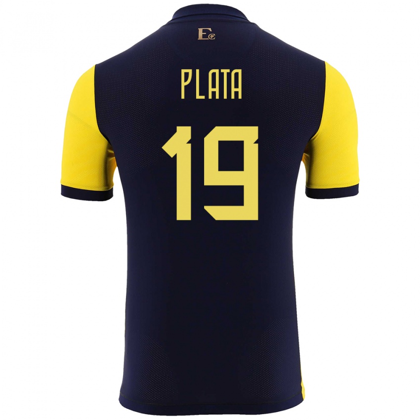 Mænd Ecuador Gonzalo Plata #19 Gul Hjemmebane Spillertrøjer 24-26 Trøje T-Shirt