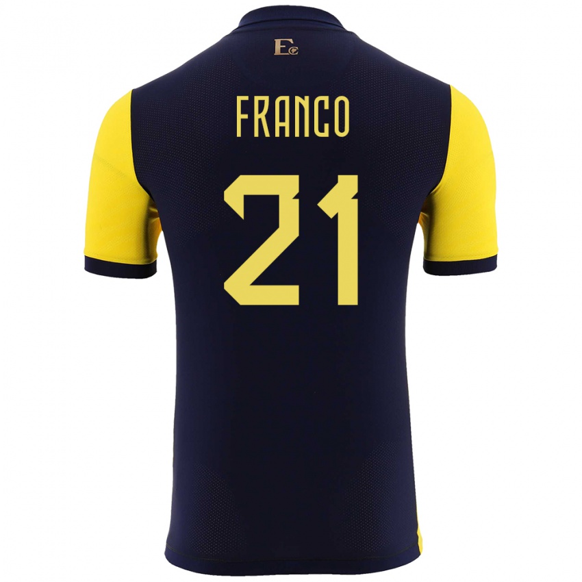Mænd Ecuador Alan Franco #21 Gul Hjemmebane Spillertrøjer 24-26 Trøje T-Shirt
