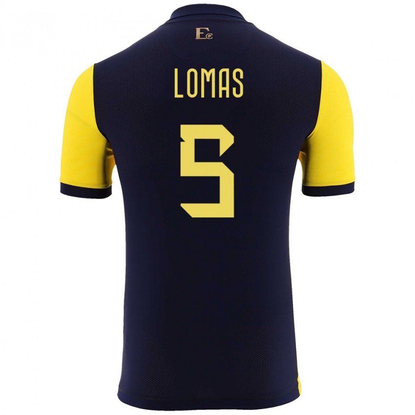 Mænd Ecuador Ariana Lomas #5 Gul Hjemmebane Spillertrøjer 24-26 Trøje T-Shirt