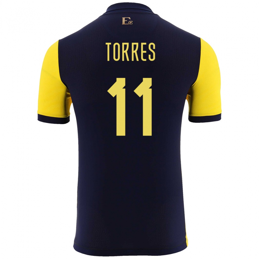 Mænd Ecuador Ambar Torres #11 Gul Hjemmebane Spillertrøjer 24-26 Trøje T-Shirt