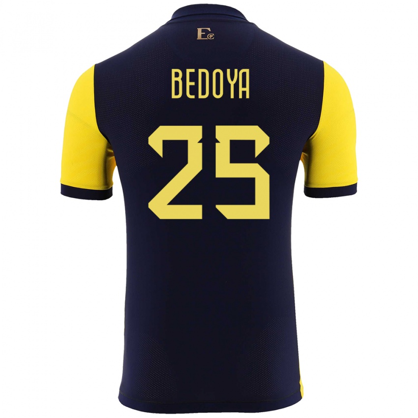Mænd Ecuador Jaydah Bedoya #25 Gul Hjemmebane Spillertrøjer 24-26 Trøje T-Shirt
