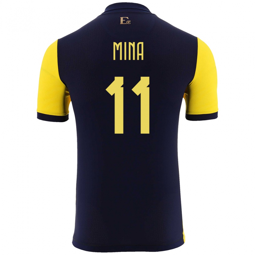 Mænd Ecuador Ariel Mina #11 Gul Hjemmebane Spillertrøjer 24-26 Trøje T-Shirt