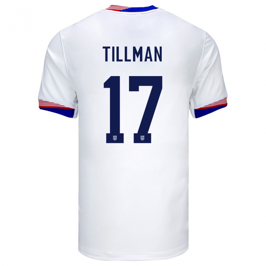 Mænd Usa Malik Tillman #17 Hvid Hjemmebane Spillertrøjer 24-26 Trøje T-Shirt