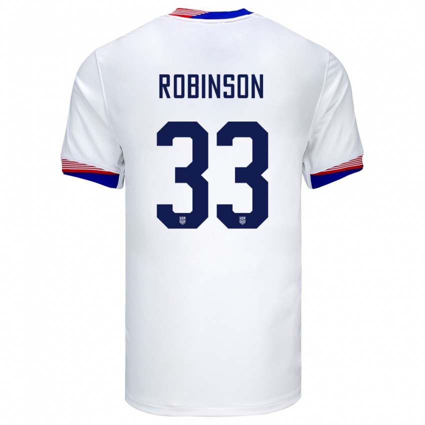Mænd Usa Antonee Robinson #33 Hvid Hjemmebane Spillertrøjer 24-26 Trøje T-Shirt