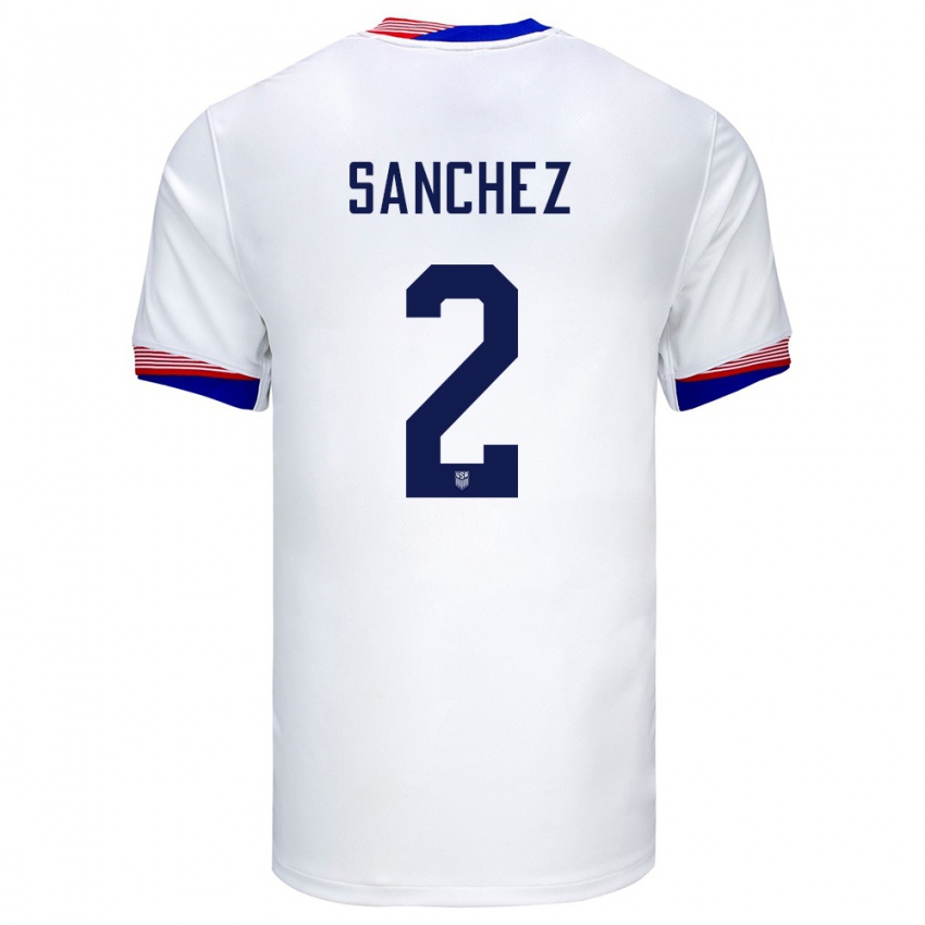 Mænd Usa Ashley Sanchez #2 Hvid Hjemmebane Spillertrøjer 24-26 Trøje T-Shirt