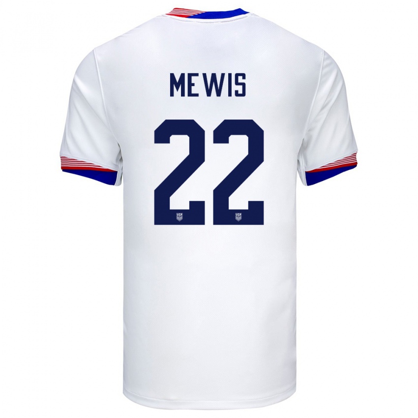 Mænd Usa Kristie Mewis #22 Hvid Hjemmebane Spillertrøjer 24-26 Trøje T-Shirt