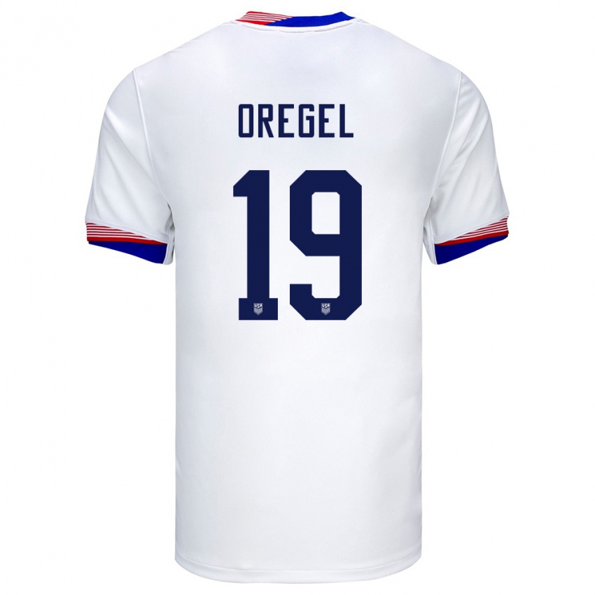 Mænd Usa Sergio Oregel #19 Hvid Hjemmebane Spillertrøjer 24-26 Trøje T-Shirt