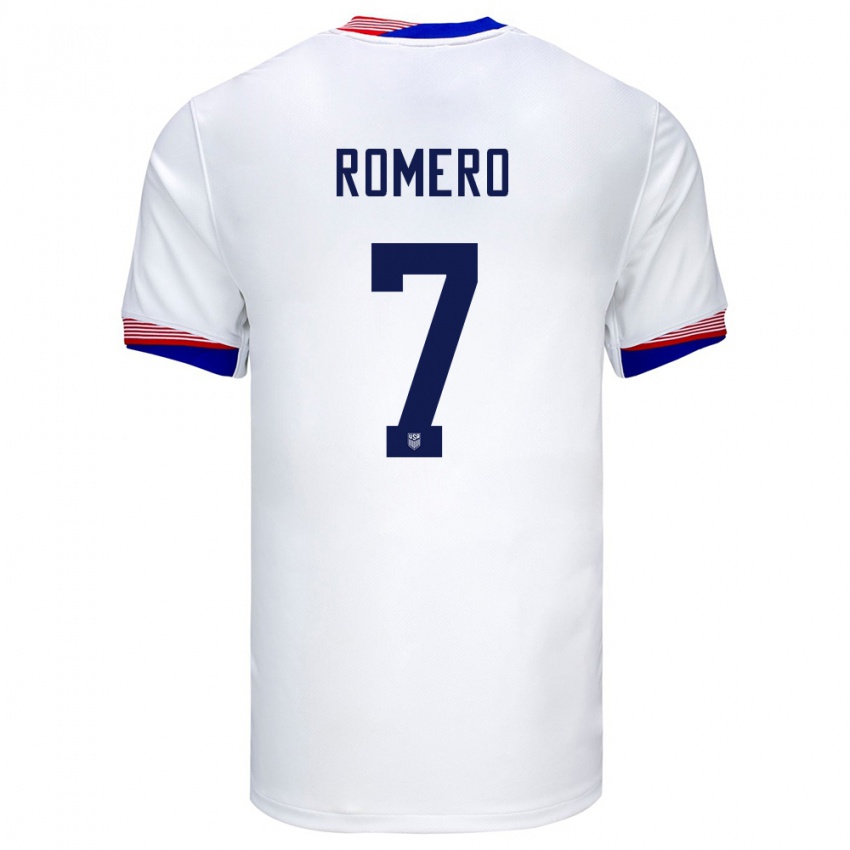 Mænd Usa Brian Romero #7 Hvid Hjemmebane Spillertrøjer 24-26 Trøje T-Shirt