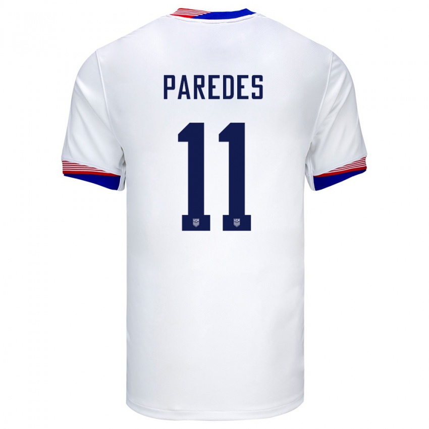 Mænd Usa Kevin Paredes #11 Hvid Hjemmebane Spillertrøjer 24-26 Trøje T-Shirt