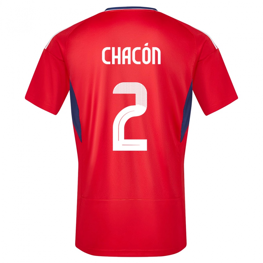 Mænd Costa Rica Daniel Chacon #2 Rød Hjemmebane Spillertrøjer 24-26 Trøje T-Shirt