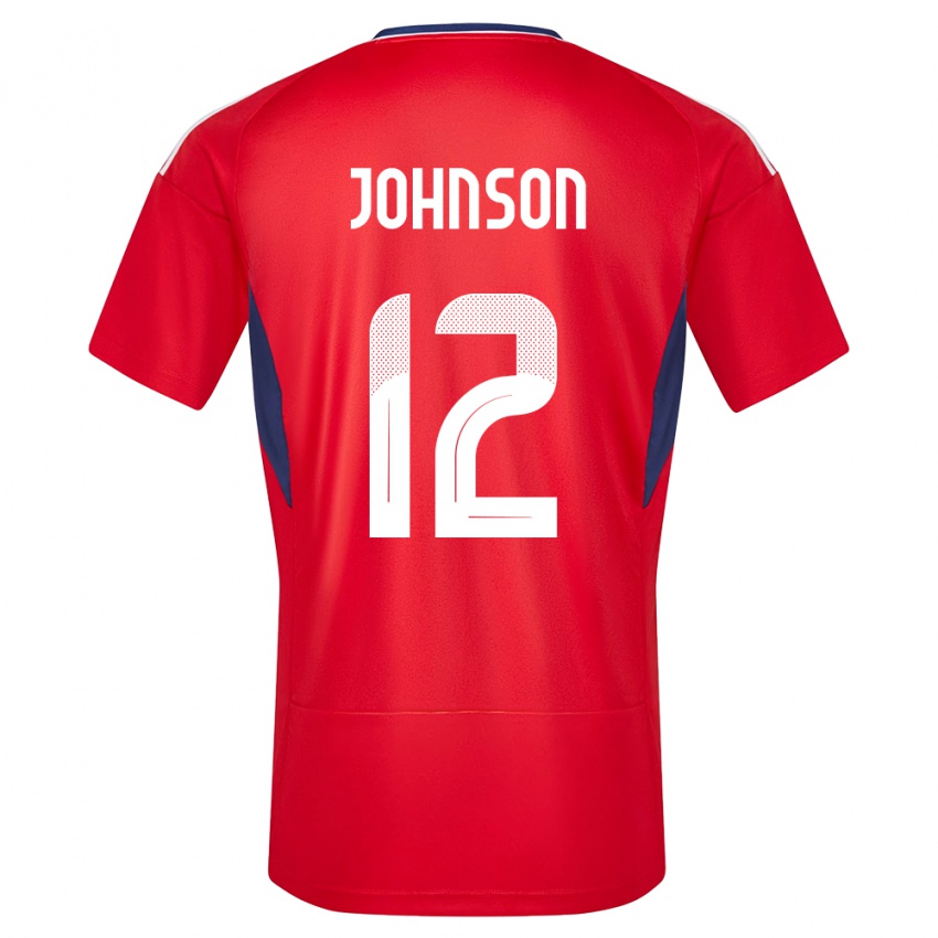 Mænd Costa Rica Shawn Johnson #12 Rød Hjemmebane Spillertrøjer 24-26 Trøje T-Shirt