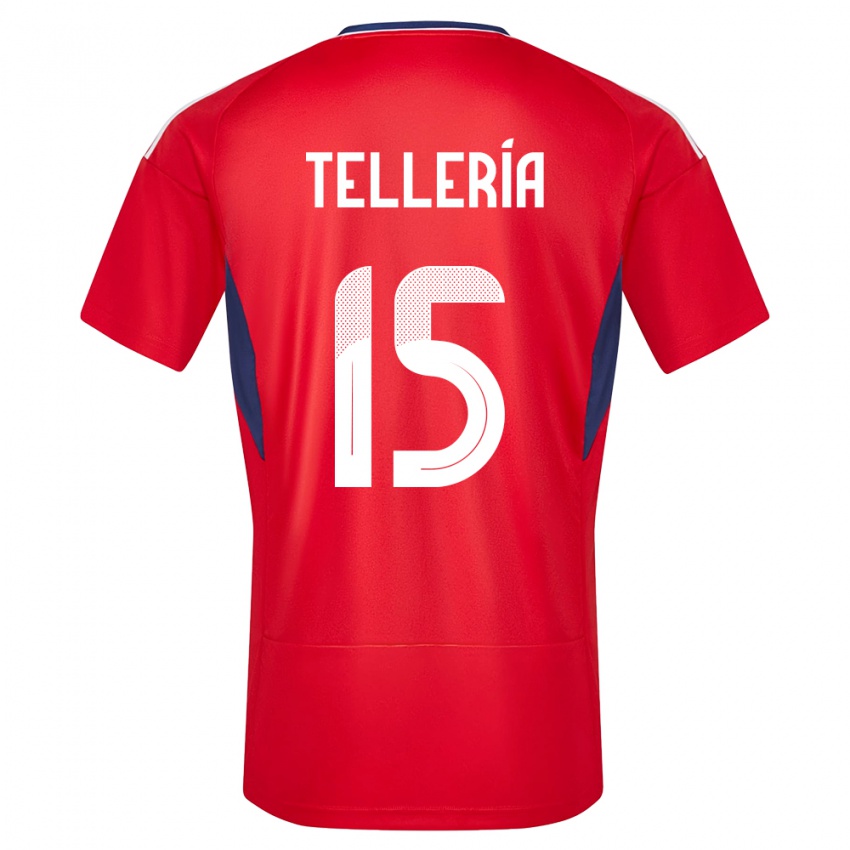 Mænd Costa Rica Jostin Telleria #15 Rød Hjemmebane Spillertrøjer 24-26 Trøje T-Shirt
