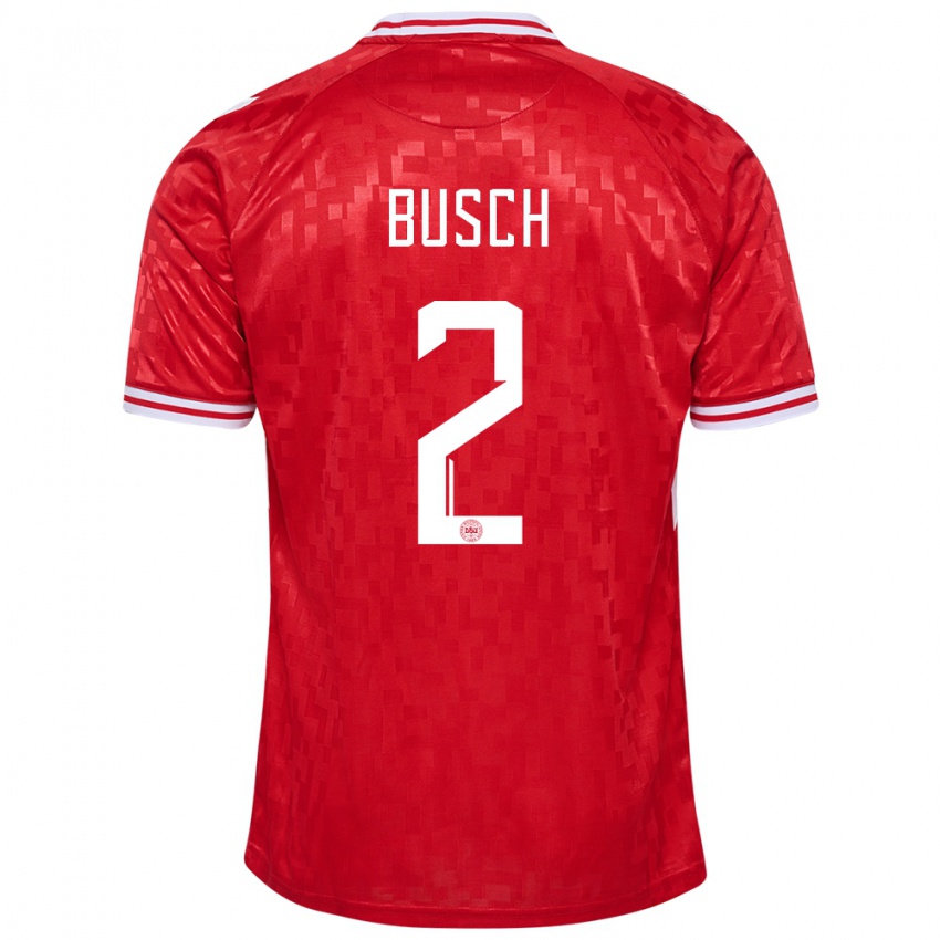 Mænd Danmark Alexander Busch #2 Rød Hjemmebane Spillertrøjer 24-26 Trøje T-Shirt
