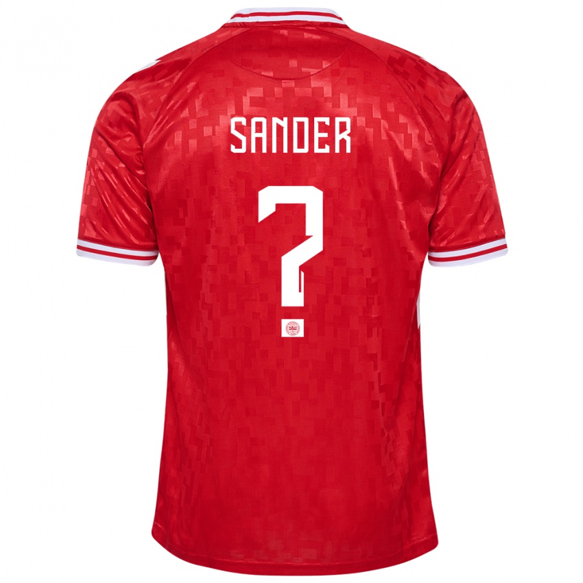 Mænd Danmark Theo Sander #0 Rød Hjemmebane Spillertrøjer 24-26 Trøje T-Shirt