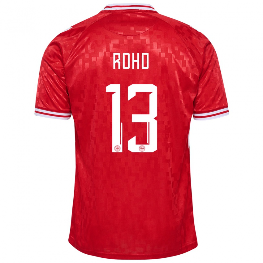 Mænd Danmark Emil Rohd #13 Rød Hjemmebane Spillertrøjer 24-26 Trøje T-Shirt