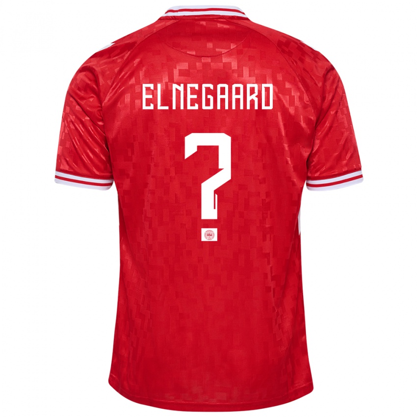 Mænd Danmark Tobias Elnegaard #0 Rød Hjemmebane Spillertrøjer 24-26 Trøje T-Shirt
