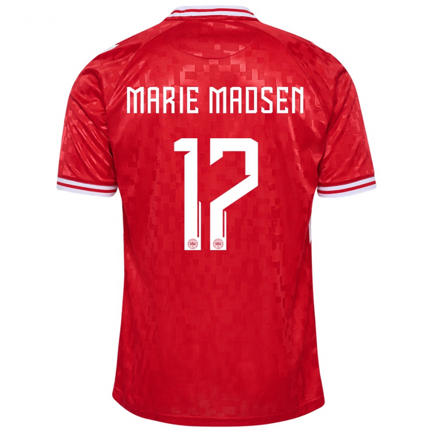 Mænd Danmark Rikke Marie Madsen #17 Rød Hjemmebane Spillertrøjer 24-26 Trøje T-Shirt