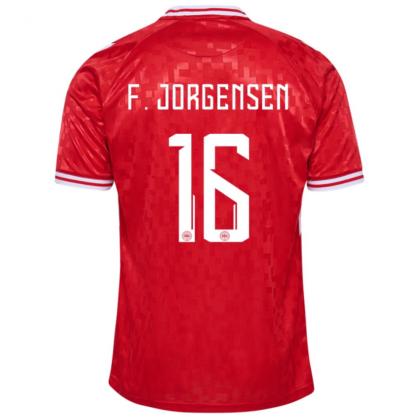 Mænd Danmark Filip Jorgensen #16 Rød Hjemmebane Spillertrøjer 24-26 Trøje T-Shirt