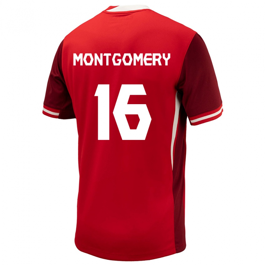 Mænd Canada Callum Montgomery #16 Rød Hjemmebane Spillertrøjer 24-26 Trøje T-Shirt