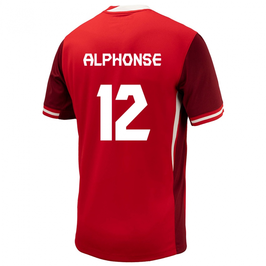 Mænd Canada Jefferson Alphonse #12 Rød Hjemmebane Spillertrøjer 24-26 Trøje T-Shirt