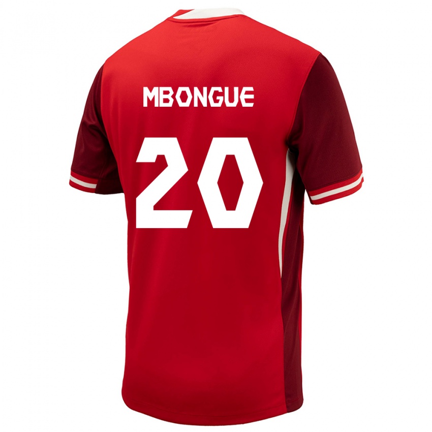 Mænd Canada Hugo Mbongue #20 Rød Hjemmebane Spillertrøjer 24-26 Trøje T-Shirt