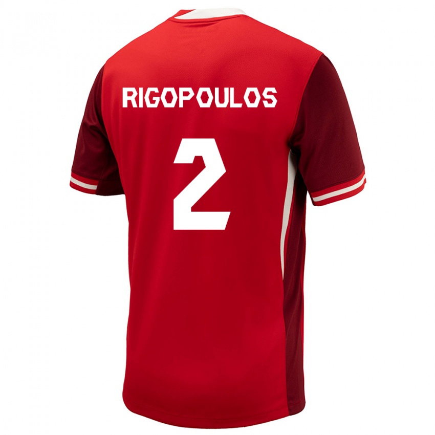 Mænd Canada Theo Rigopoulos #2 Rød Hjemmebane Spillertrøjer 24-26 Trøje T-Shirt