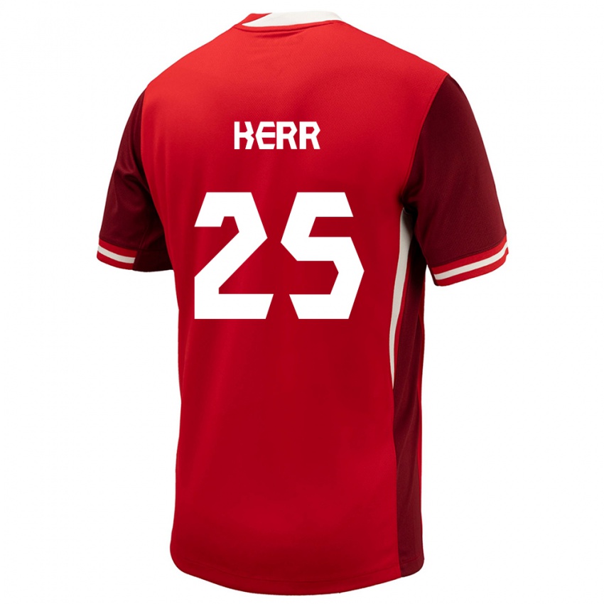 Mænd Canada Devon Kerr #25 Rød Hjemmebane Spillertrøjer 24-26 Trøje T-Shirt