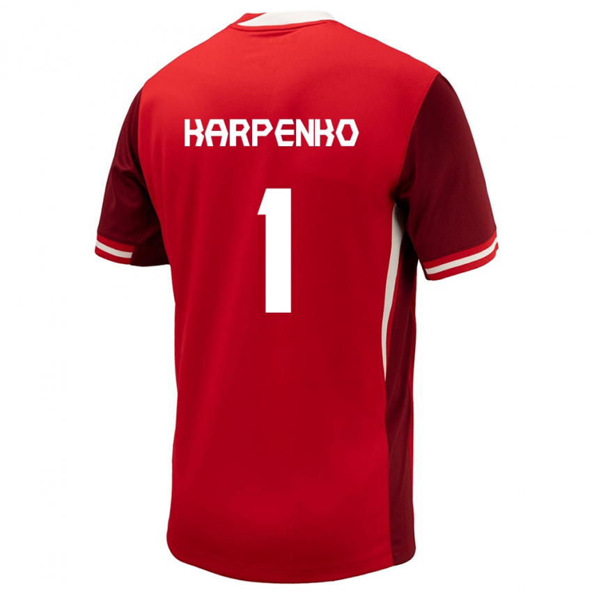 Mænd Canada Anna Karpenko #1 Rød Hjemmebane Spillertrøjer 24-26 Trøje T-Shirt