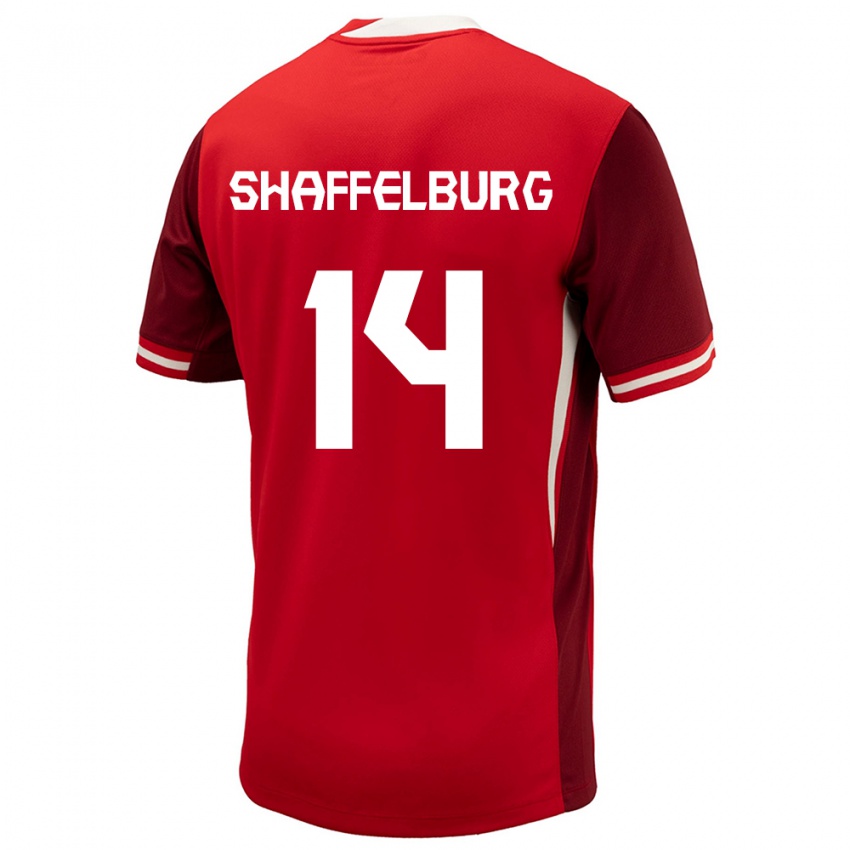 Mænd Canada Jacob Shaffelburg #14 Rød Hjemmebane Spillertrøjer 24-26 Trøje T-Shirt