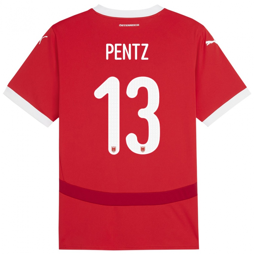 Mænd Østrig Patrick Pentz #13 Rød Hjemmebane Spillertrøjer 24-26 Trøje T-Shirt
