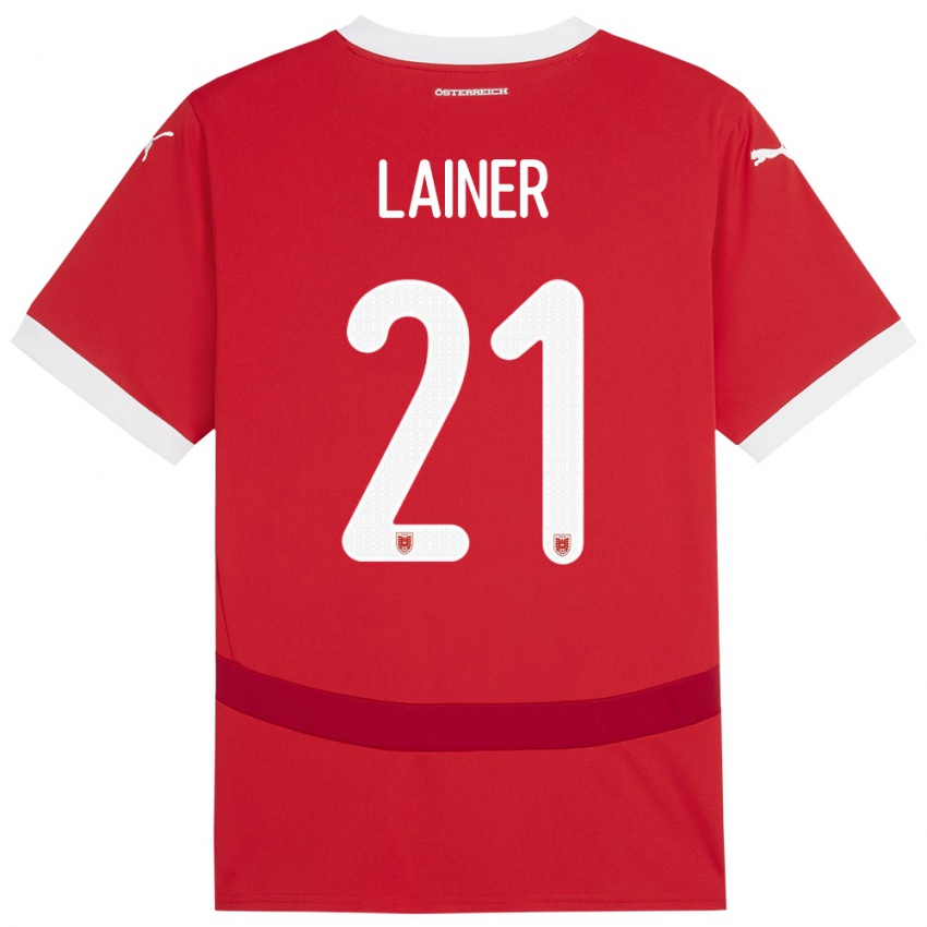 Mænd Østrig Stefan Lainer #21 Rød Hjemmebane Spillertrøjer 24-26 Trøje T-Shirt