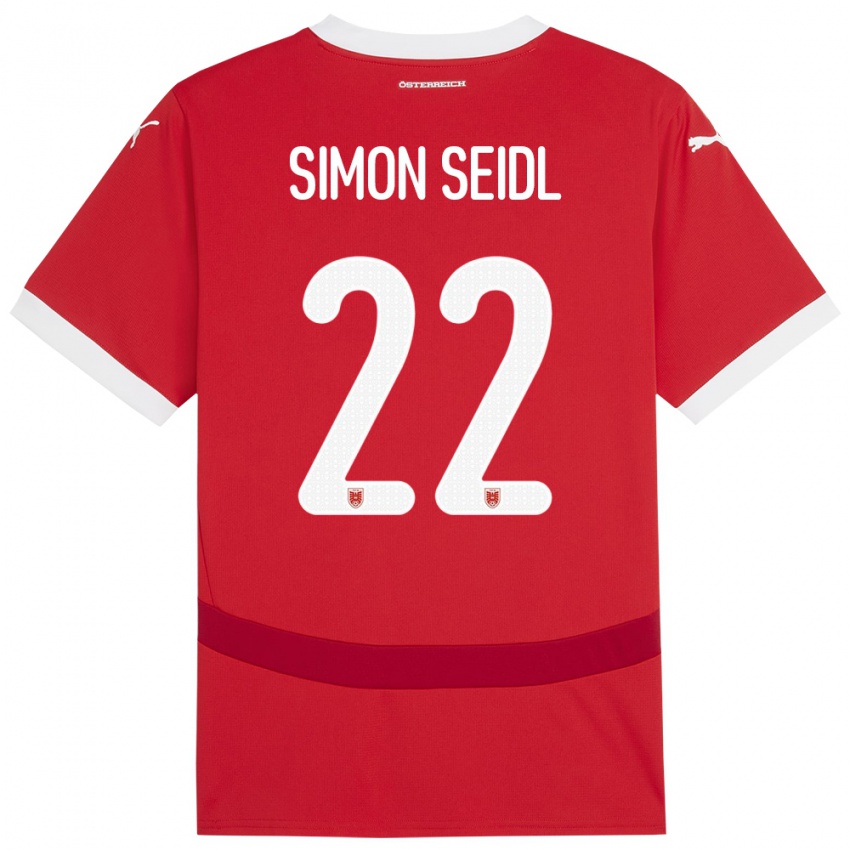 Mænd Østrig Simon Seidl #22 Rød Hjemmebane Spillertrøjer 24-26 Trøje T-Shirt