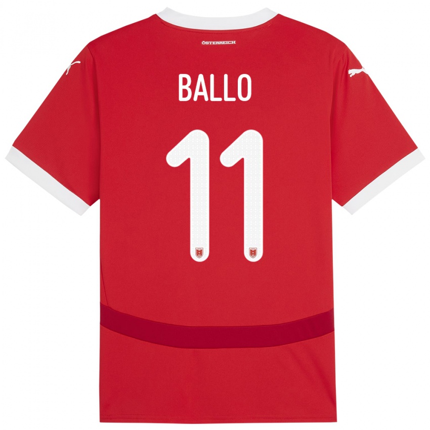 Mænd Østrig Thierno Ballo #11 Rød Hjemmebane Spillertrøjer 24-26 Trøje T-Shirt