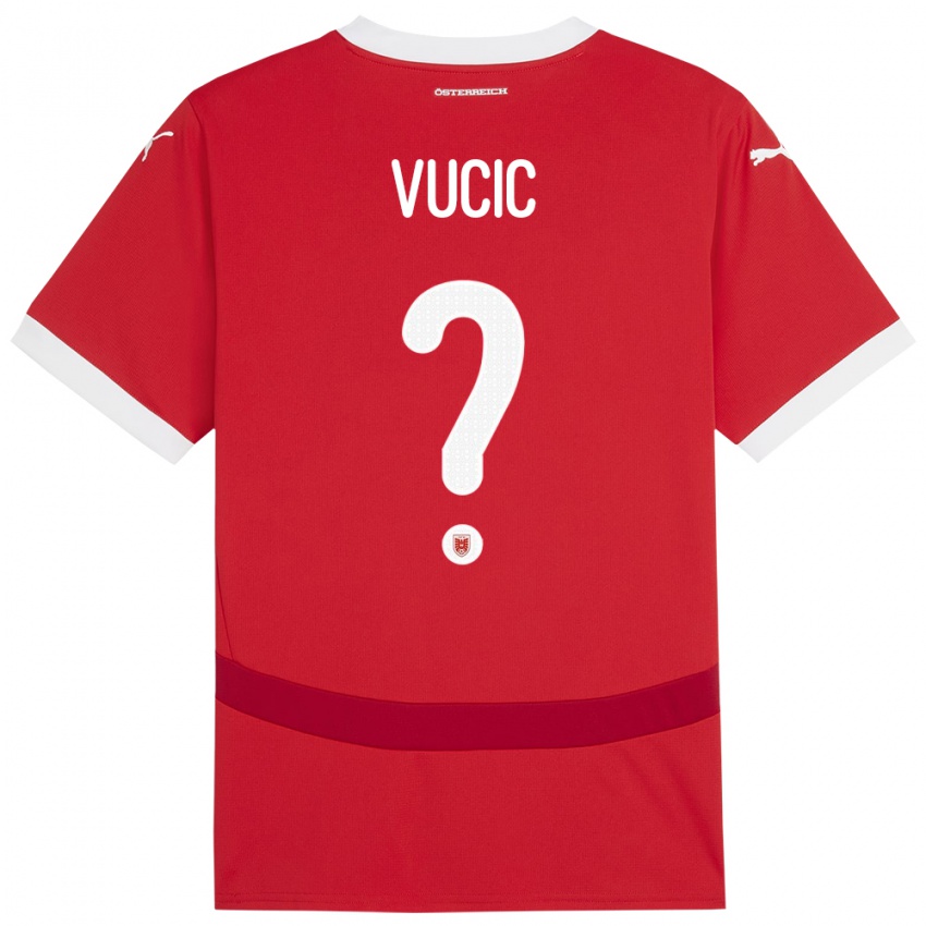 Mænd Østrig Romeo Vucic #0 Rød Hjemmebane Spillertrøjer 24-26 Trøje T-Shirt
