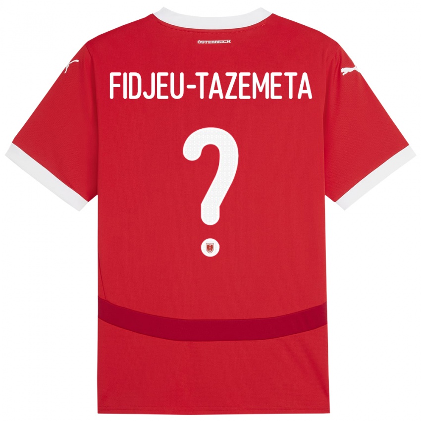 Mænd Østrig Thierry Fidjeu-Tazemeta #0 Rød Hjemmebane Spillertrøjer 24-26 Trøje T-Shirt